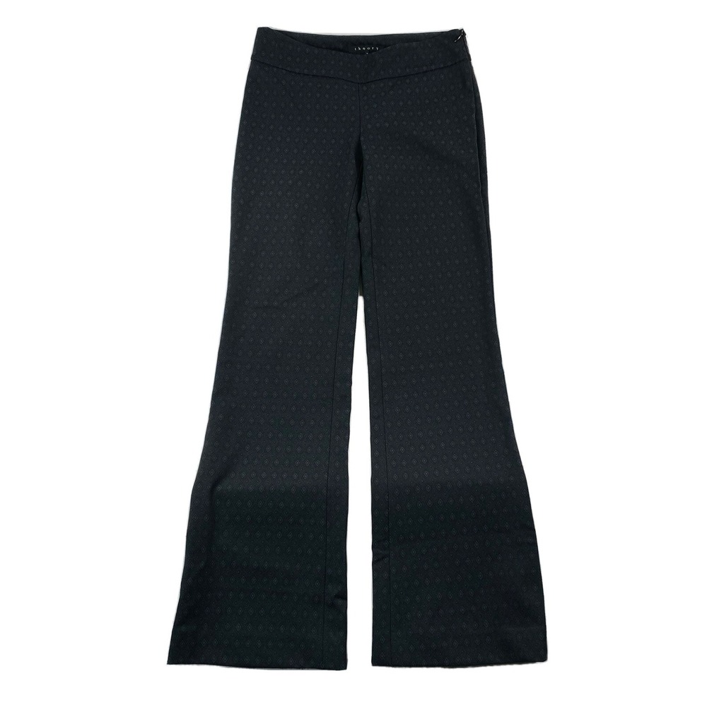Theory Womens Black Blue Diamond Patterned Flare Dress Pants 2 10605-2